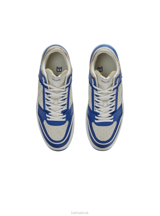 Footwear D00221136 Blue Balmain Men B-Court Leather Trainers