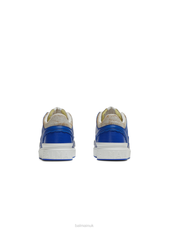 Footwear D00221136 Blue Balmain Men B-Court Leather Trainers