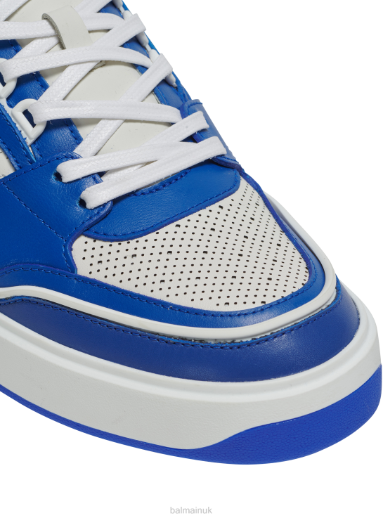 Footwear D00221136 Blue Balmain Men B-Court Leather Trainers