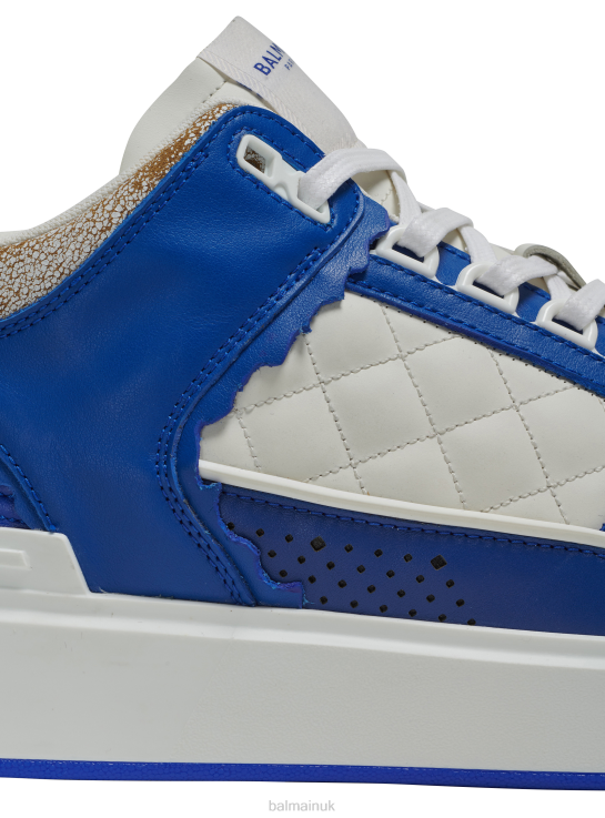 Footwear D00221136 Blue Balmain Men B-Court Leather Trainers