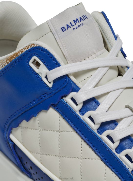 Footwear D00221136 Blue Balmain Men B-Court Leather Trainers