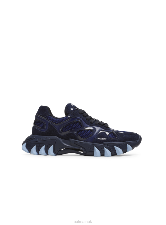 Footwear D00221104 Blue Balmain Men B-East Trainers In Suede And Mesh