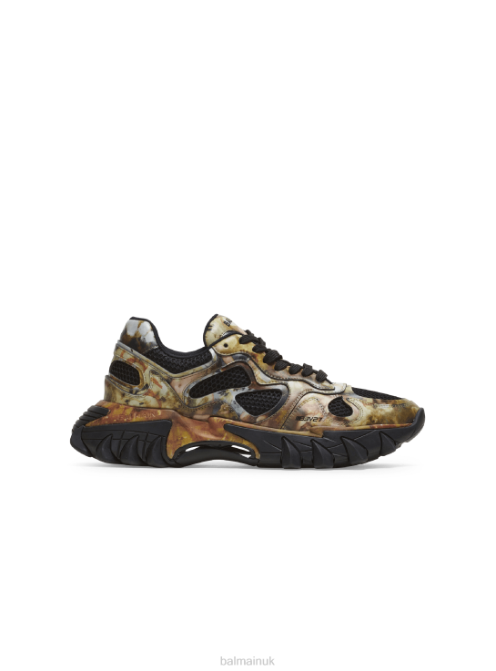 Footwear D00221105 Multicolor Balmain Men B-East Trainers In Printed Leather And Mesh