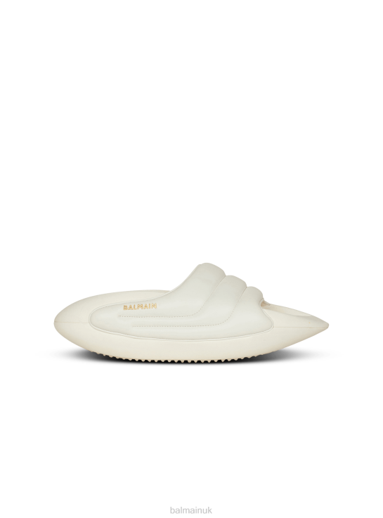 Footwear D00221138 White Balmain Men B-It Quilted Leather Mules