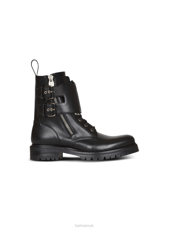 Footwear D00221149 Black Balmain Men Smooth Leather Phil Ranger Ankle Boots