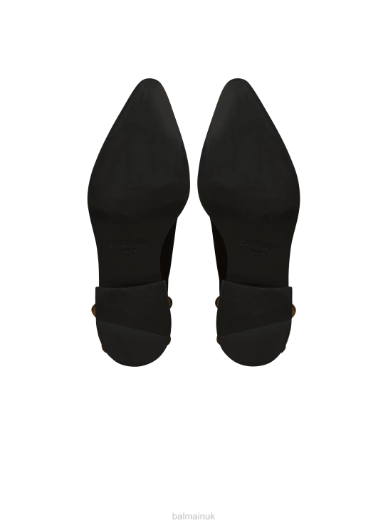 Footwear D00221151 Black Balmain Men Velvet Coin Loafers
