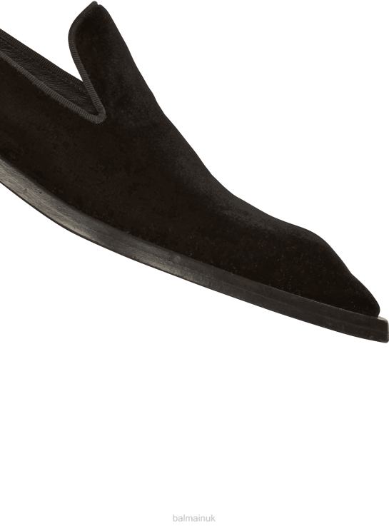 Footwear D00221151 Black Balmain Men Velvet Coin Loafers