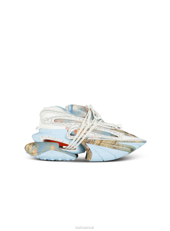 Footwear D00221092 Multicolor Balmain Men Unicorn Trainers In Printed Neoprene