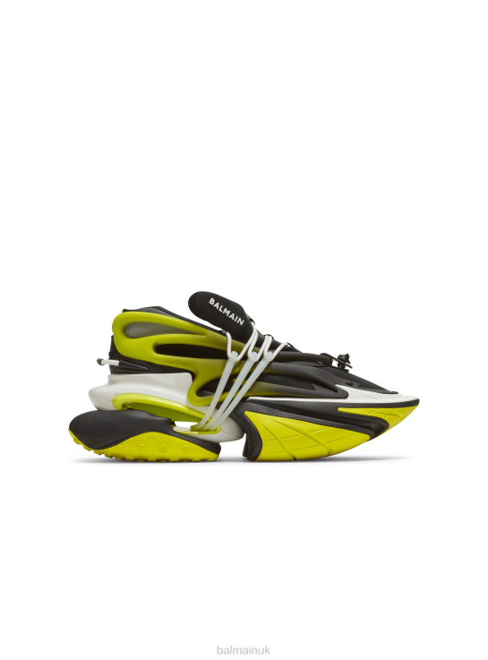 Footwear D00221100 Yellow Balmain Men Unicorn Low-Top Trainers In Neoprene And Leather