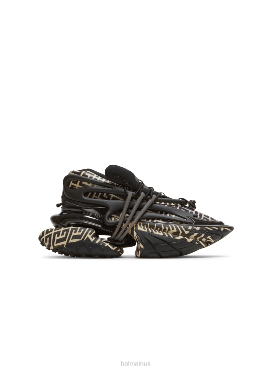 Footwear D00221102 Black Balmain Men Neoprene And Leather Unicorn Low-Top Sneakers