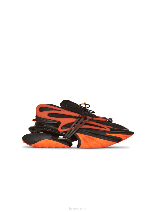 Footwear D00221103 Orange Balmain Men Neoprene And Leather Unicorn Low-Top Sneakers