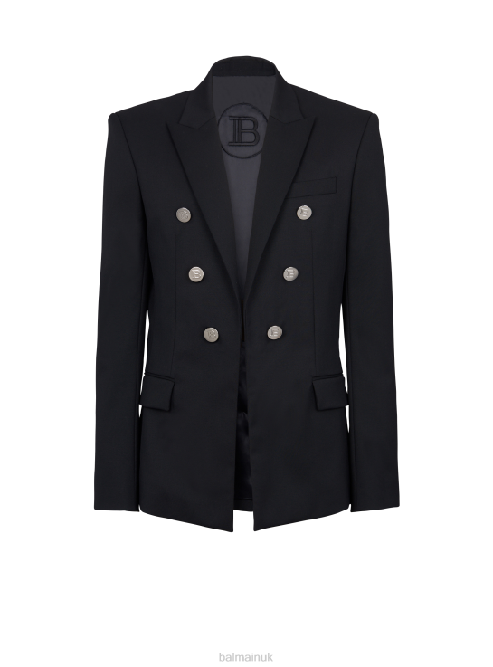 Clothing D0022998 Black Balmain Men Double-Breasted Wool Blazer