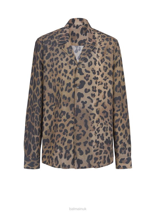 Clothing D0022909 Multicolor Balmain Men Leopard Print Pyjama Shirt