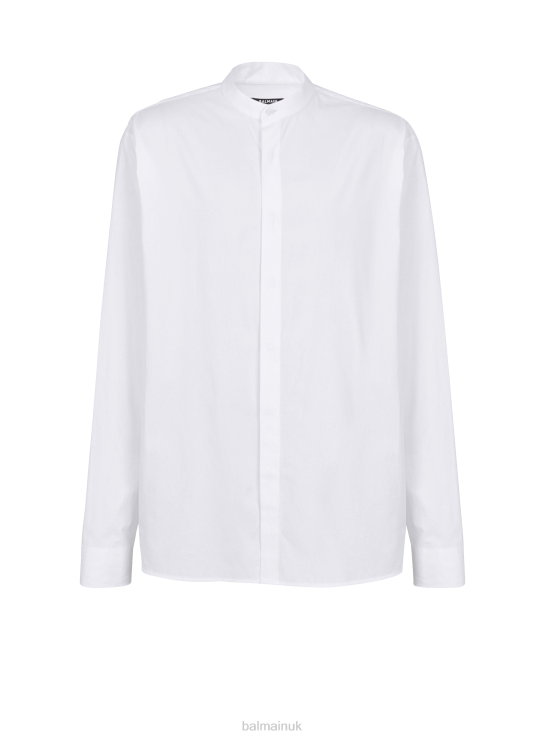 Clothing D0022916 White Balmain Men Cotton Shirt
