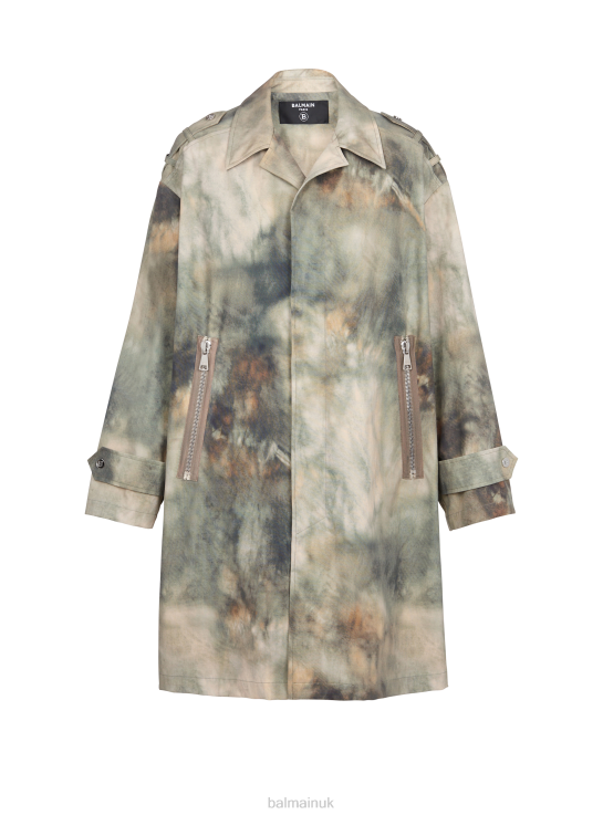 Clothing D00221033 Multicolor Balmain Men Desert Print Cotton Coat