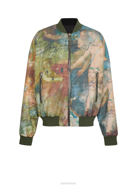 Clothing D00221017 Multicolor Balmain Men Sky Print Reversible Bomber Jacket