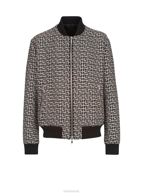 Clothing D00221042 Black Balmain Men Reversible Cotton Bomber Jacket With Brand Monogram