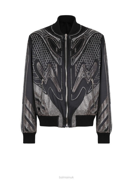 Clothing D00221043 Black Balmain Men Studded Nylon Bomber Jacket