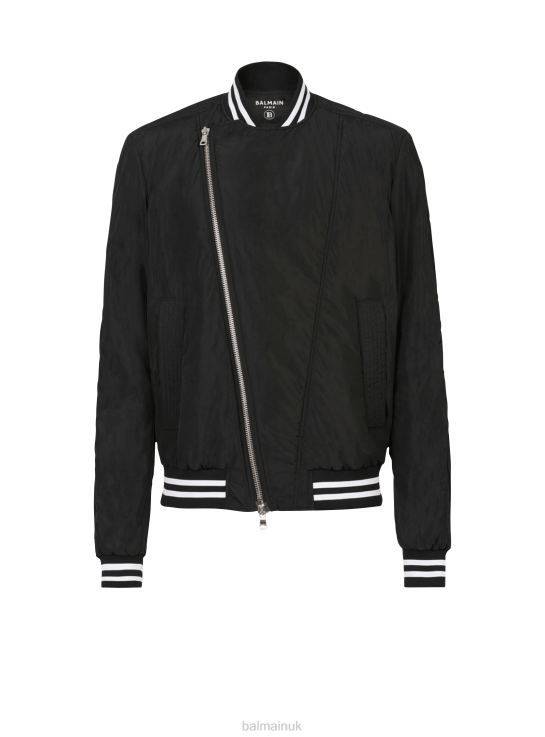Clothing D00221046 Black Balmain Men Nylon Bomber Jacket