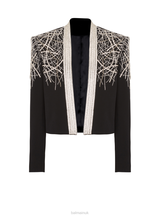Clothing D0022995 Black Balmain Men Embroidered Spencer Jacket