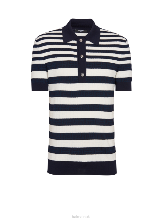 Clothing D0022919 Navy Balmain Men Striped Polo