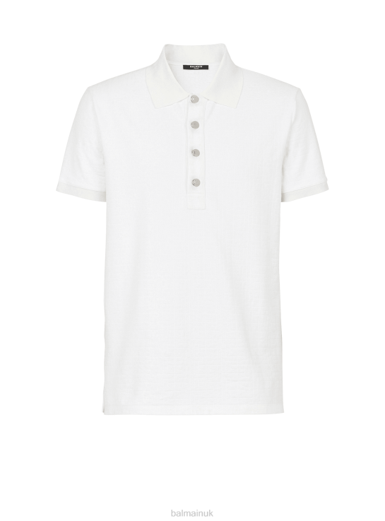 Clothing D0022928 White Balmain Men Cotton Pique Polo