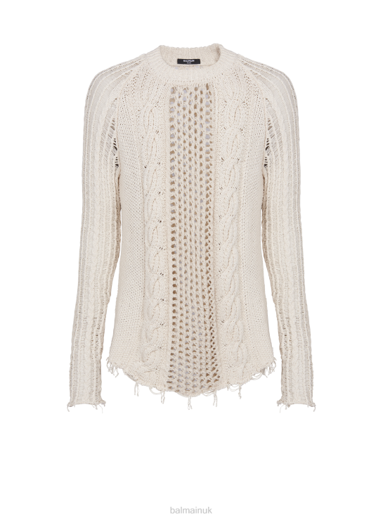 Clothing D0022975 Beige Balmain Men Unstructured Knitted Jumper