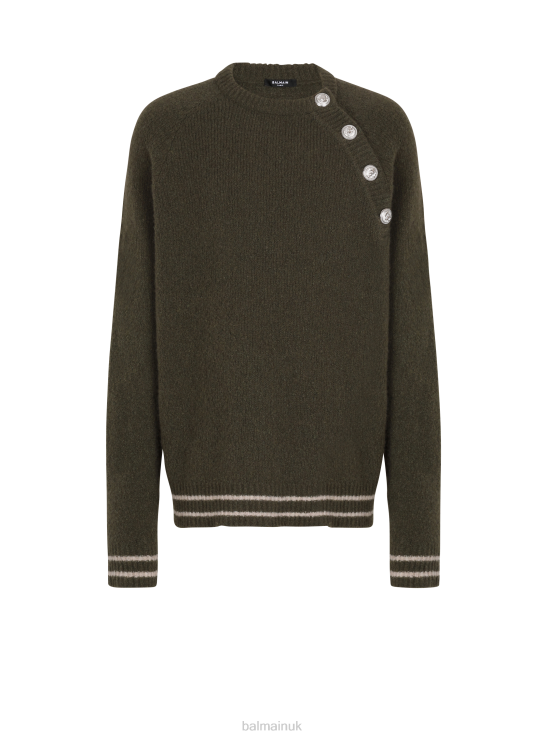 Clothing D0022979 Khaki Balmain Men Wool Jumper