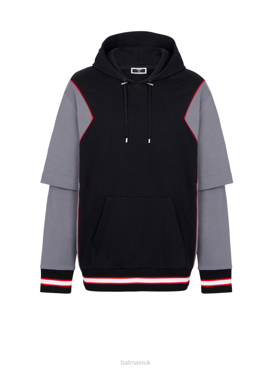 Clothing D0022937 Black Balmain x Puma Men Oversized Basketball Hoodie