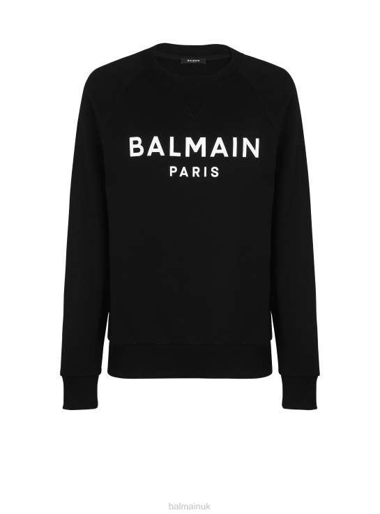 Clothing D0022957 Black Balmain Men Cotton Printed Brand Logo Sweatshirt