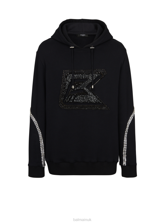 Clothing D0022969 Black Balmain Men Embroidered Hoodie