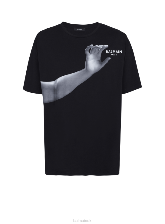 Clothing D0022838 Black Balmain Men Oversized Statue Print T-Shirt