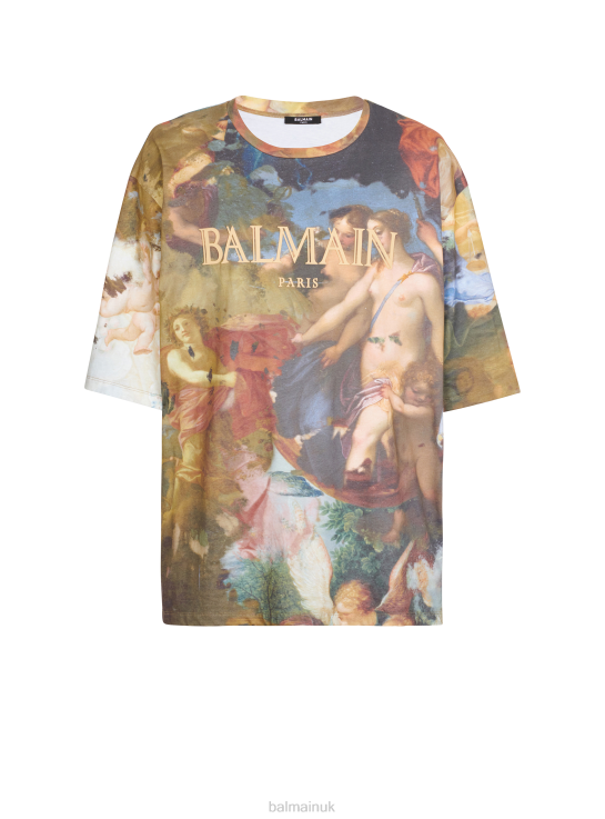 Clothing D0022841 Multicolor Balmain Men Oversized Pastel Print T-Shirt