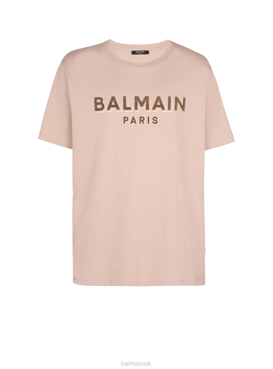 Clothing D0022844 Brown Balmain Men Oversized Flocked Brand Logo T-Shirt