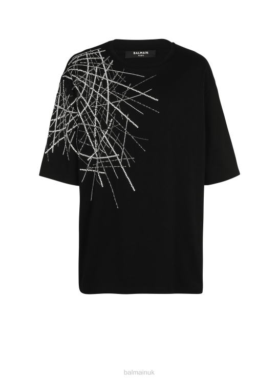 Clothing D0022851 Black Balmain Men Oversized Embroidered Jersey T-Shirt