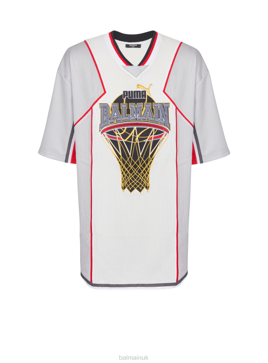Clothing D0022854 White Balmain x Puma Men Basketball Top