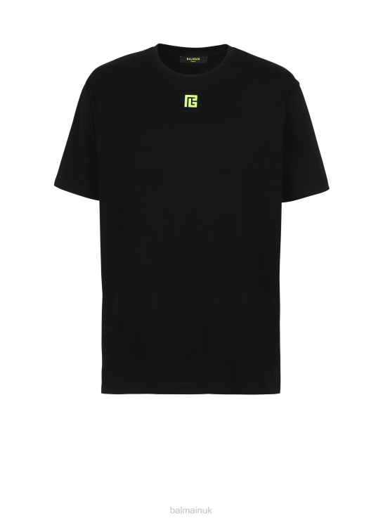 Clothing D0022858 Black Balmain Men Oversized Cotton T-Shirt With Maxi Brand Logo Print On Back