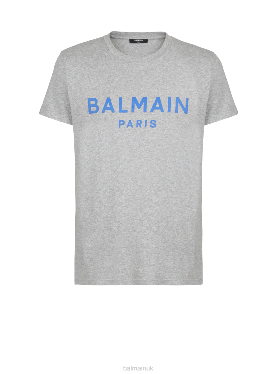 Clothing D0022868 Grey Balmain Men Cotton T-Shirt With Brand Logo Print