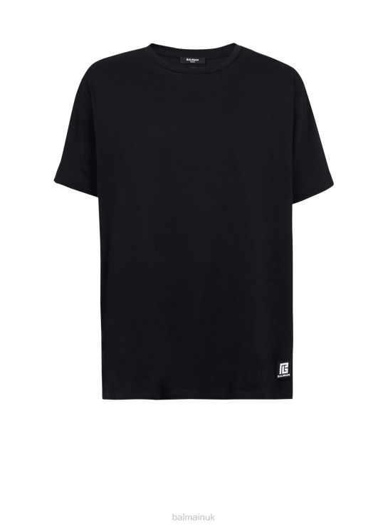 Clothing D0022892 Black Balmain Men Oversized Eco-Designed Cotton T-Shirt With Brand Logo Print