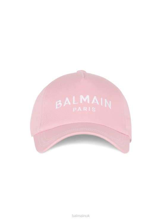 Accessories D0022778 Pink Balmain Women Brand Embroidered Cotton Cap