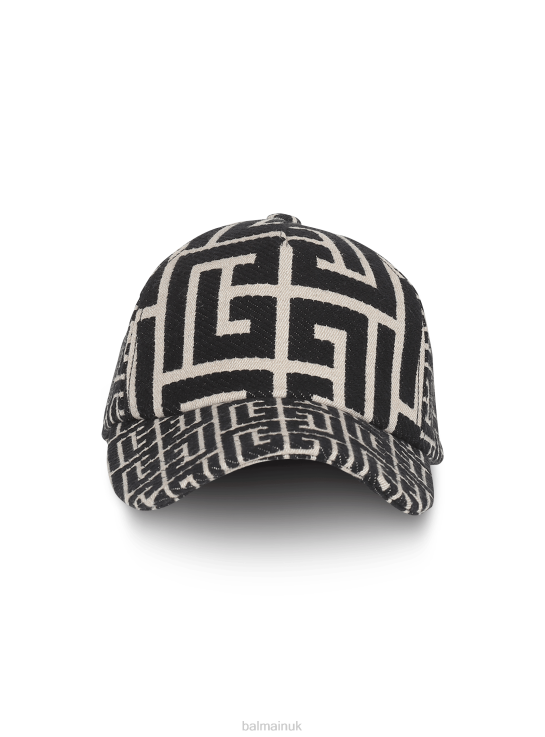Accessories D0022786 Black Balmain Women Monogrammed Jacquard Cap