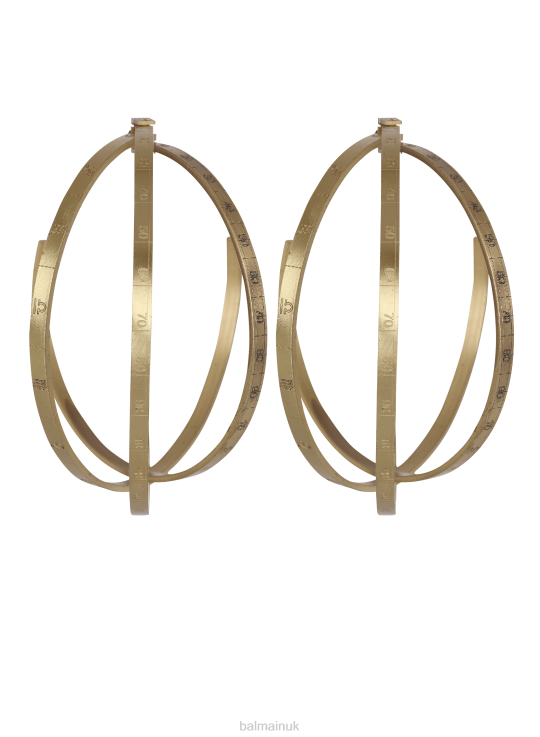 Accessories D0022738 Gold Balmain Women Engraved Zodiaque Earrings