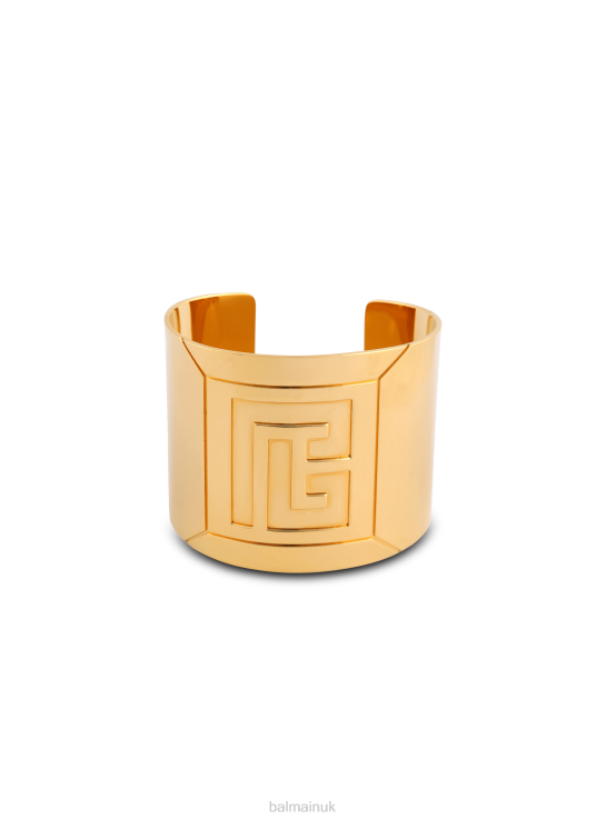 Accessories D0022743 Gold Balmain Women Tubular Bracelet In Engraved Brass