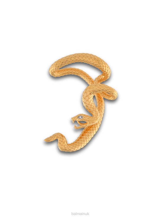 Accessories D0022749 Gold Balmain Women Snake Earrings In Brass And Crystal