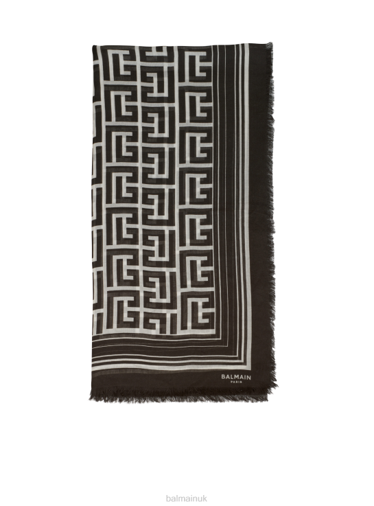 Accessories D0022774 Black Balmain Women Monogrammed Scarf