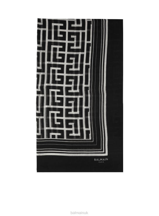 Accessories D0022776 Black Balmain Women Scarf With Brand Monogram