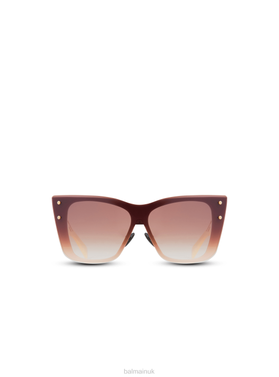 Accessories D0022736 White Balmain Women Tortoiseshell-Effect Titanium Armour Sunglasses