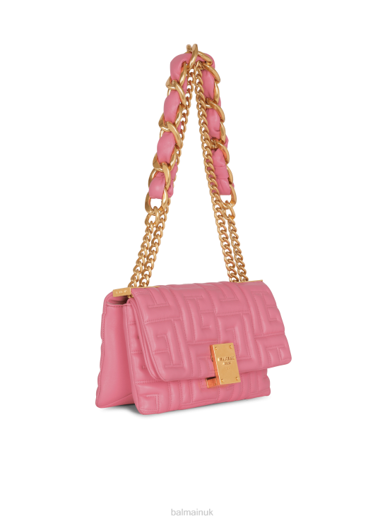 Accessories D0022517 Pink Balmain Women 1945 Soft Small Bag In Quilted Leather