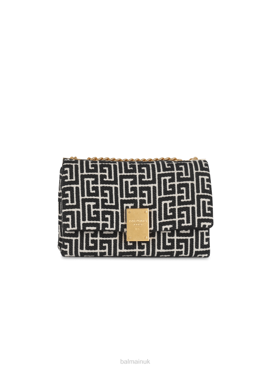 Accessories D0022518 Black Balmain Women 1945 Soft Small Bag With Jacquard Monogram
