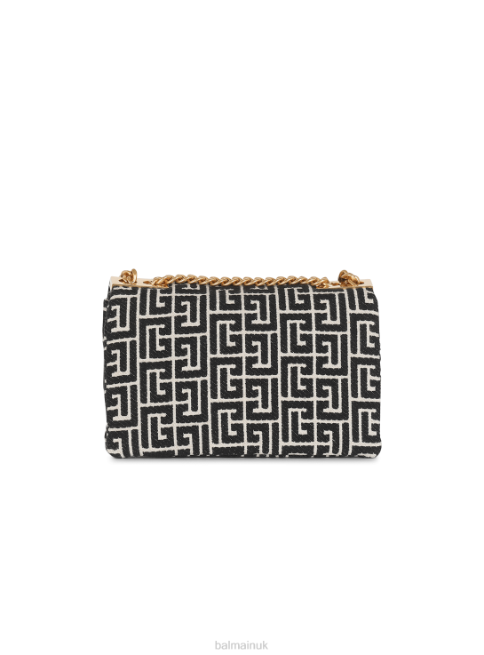 Accessories D0022518 Black Balmain Women 1945 Soft Small Bag With Jacquard Monogram